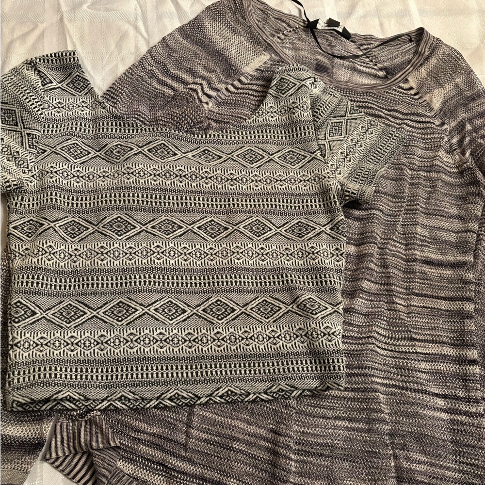 2 Black and White Geometric Shirts Bundle